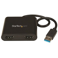 StarTech.com USB 3.0 to Dual HDMI Adapter, 1x 4K 30Hz & 1x 1080p, External Video & Graphics Card, USB Type